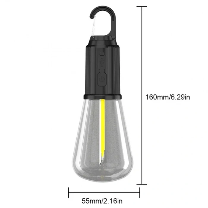 Rustik Taşınabilir Şarjlı Tasarruflu Ampul 10W Led Lamba Type-c Şarj Askılı Asma Aydınlatma T020 (4887)