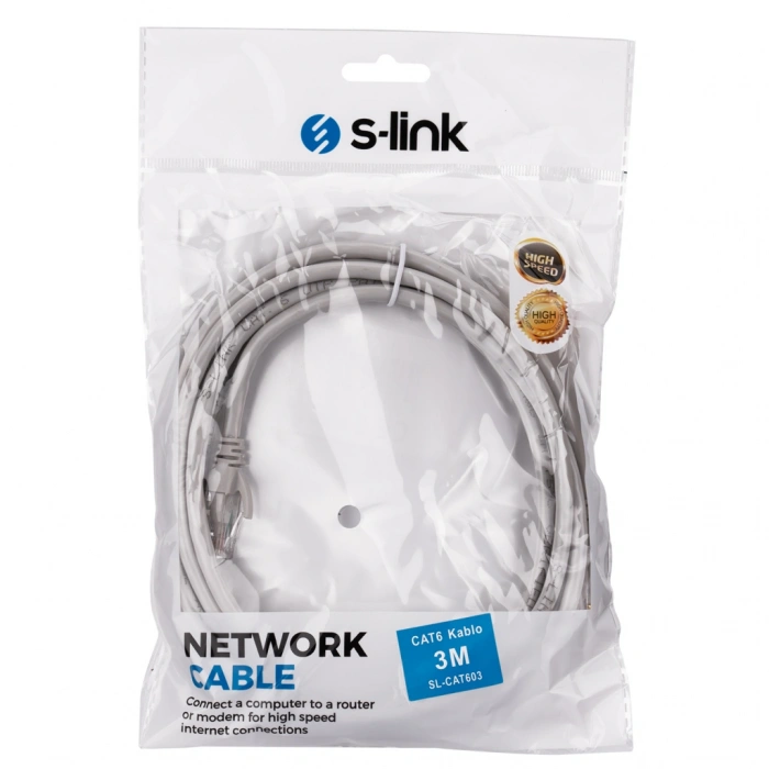 S-lınk Sl-cat603 Cat6 Patch 3mt Kablo (gri)(1923)