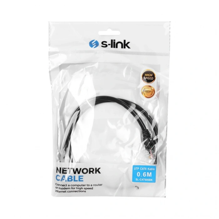 S-lınk Sl-cat606bk Cat6 Patch 60cm Kablo (siyah)(1923)