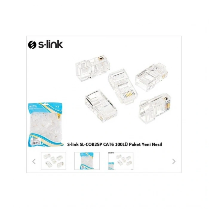 S-lınk Sl-cob25p Rj45 Yeni Nesil Jac Utp Cat6 (100lü Paket)(1923)
