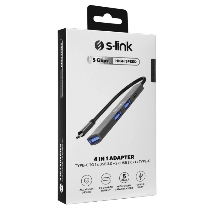 S-lınk Swv-usbc023 Type-c To 2xusb 2.0 1xusb 3.0 1xtype-c Metal Usb Hub(1923)