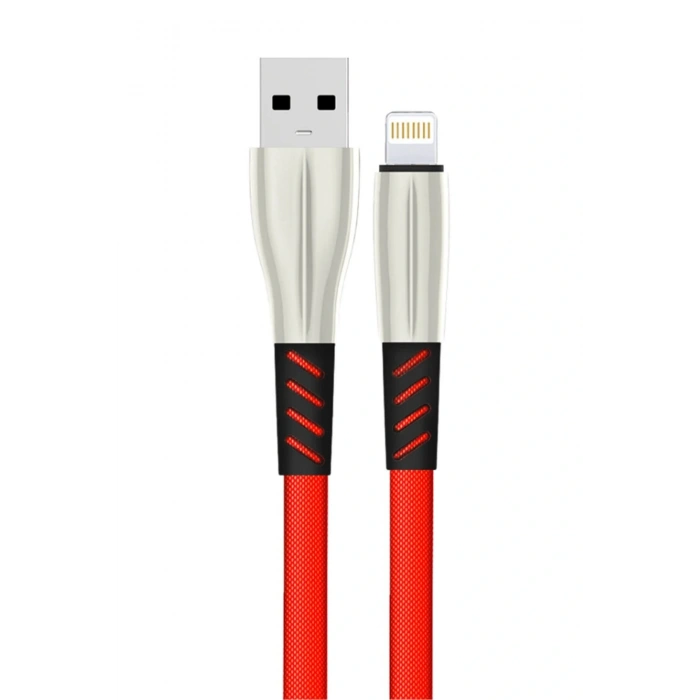 S89 Metal Uçlu Lightning Kablo iphone Uyumlu 1M 2.4A - Kırmızı