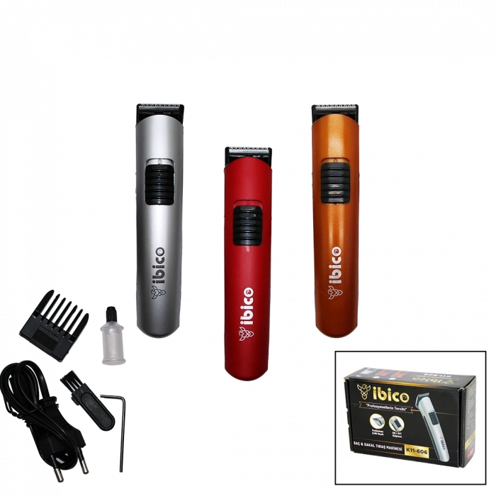 SAÇ SAKAL KESME TRAŞ MAKİNESİ AYARALI TARAK - KIRMIZI-TURUNCU-GRİ GÖVDE (4887)
