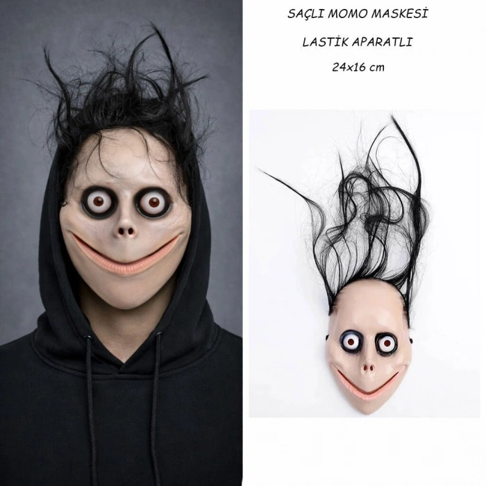 Saçlı Momo Korku Maskesi 24x16 cm