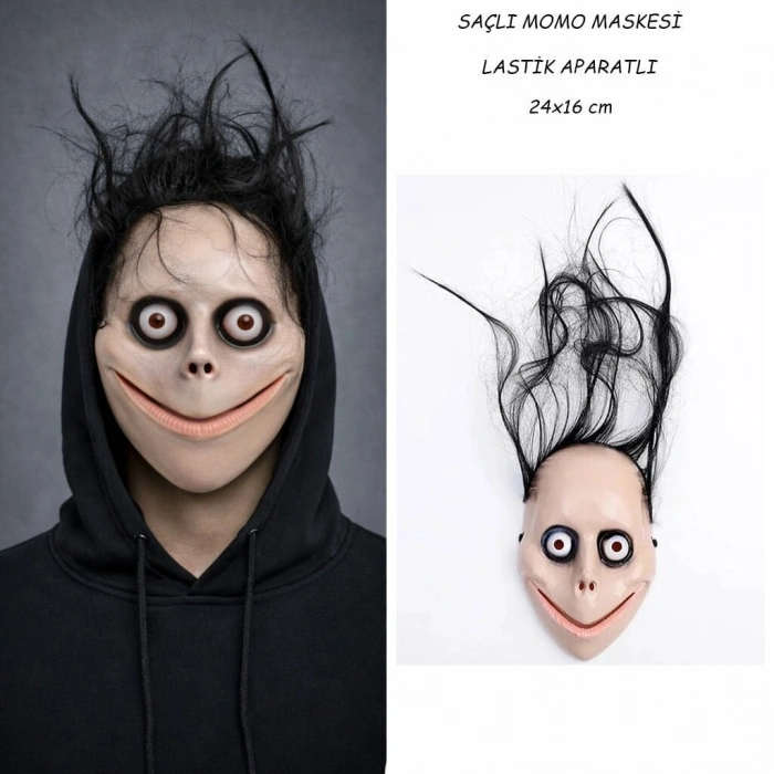 Saçlı Momo Korku Maskesi 24x16 cm