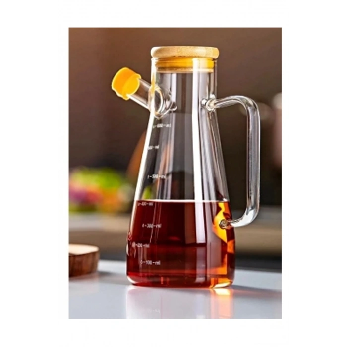 Salkım 900 Ml Bambu Kapaklı Cam Yağdanlık -CLKN-1800