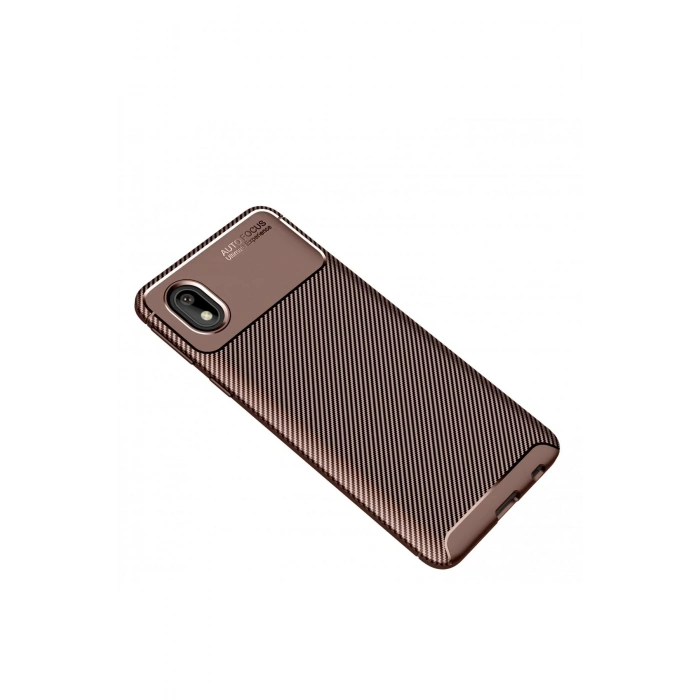 Samsung Galaxy A01 Core Kılıf Auto Focus Karbon Kapak - Kahverengi