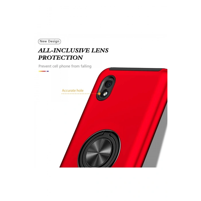 Samsung Galaxy A01 Core Kılıf Elit Yüzüklü Kapak - Kırmızı