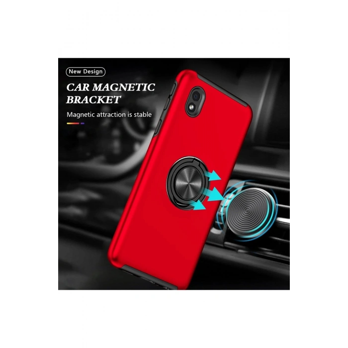 Samsung Galaxy A01 Core Kılıf Elit Yüzüklü Kapak - Kırmızı