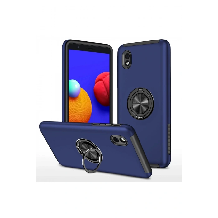 Samsung Galaxy A01 Core Kılıf Elit Yüzüklü Kapak - Lacivert