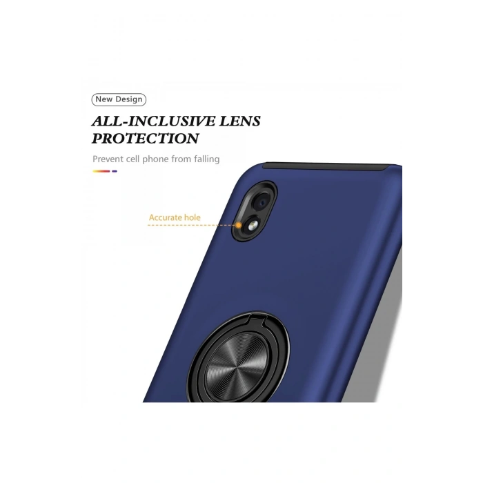 Samsung Galaxy A01 Core Kılıf Elit Yüzüklü Kapak - Lacivert