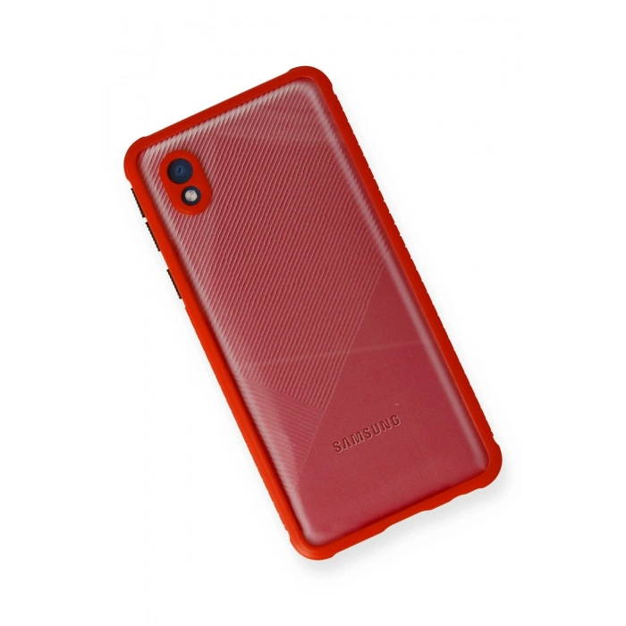 Samsung Galaxy A01 Core Kılıf Miami Şeffaf Silikon - Kırmızı