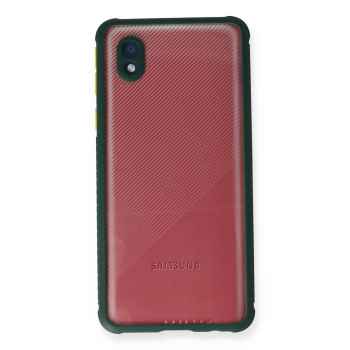 Samsung Galaxy A01 Core Kılıf Miami Şeffaf Silikon - Koyu Yeşil