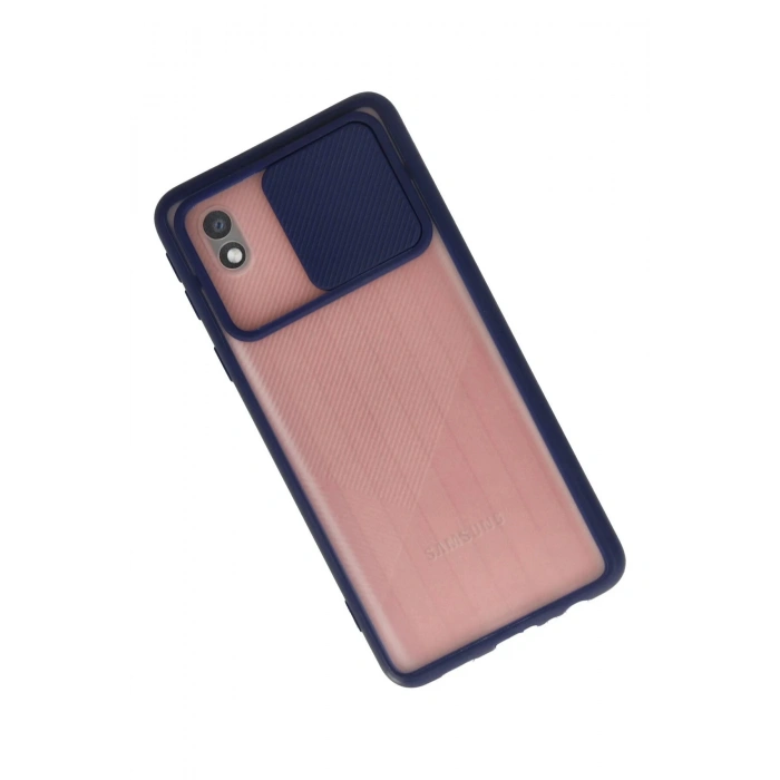 Samsung Galaxy A01 Core Kılıf Palm Buzlu Kamera Sürgülü Silikon - Lacivert