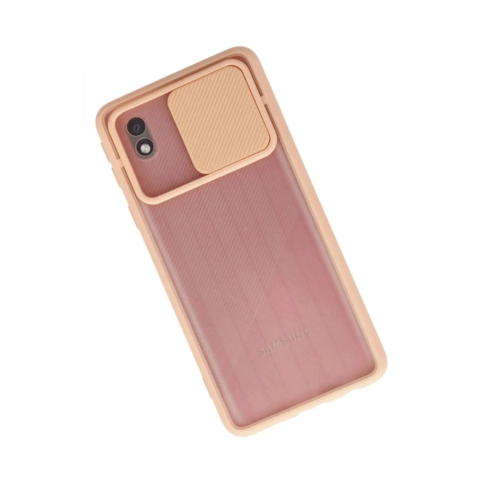 Samsung Galaxy A01 Core Kılıf Palm Buzlu Kamera Sürgülü Silikon - Pembe