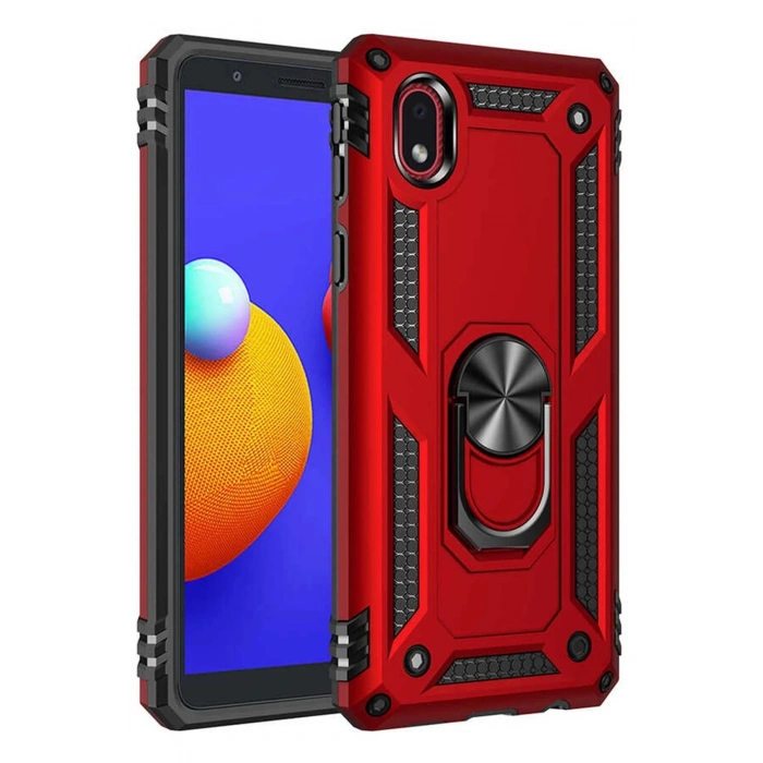 Samsung Galaxy A01 Core Kılıf Sofya Yüzüklü Silikon Kapak - Kırmızı