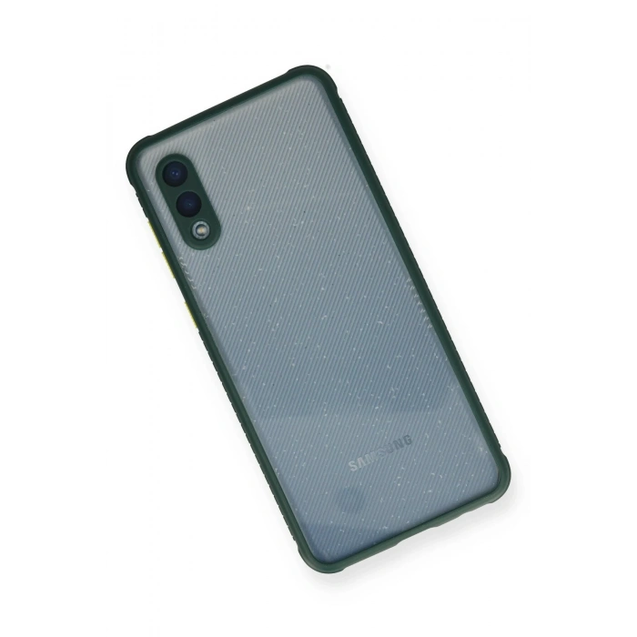 Samsung Galaxy A02 Kılıf Miami Şeffaf Silikon - Koyu Yeşil