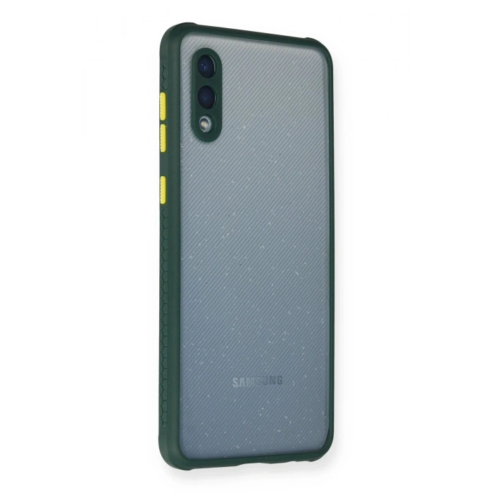 Samsung Galaxy A02 Kılıf Miami Şeffaf Silikon - Koyu Yeşil