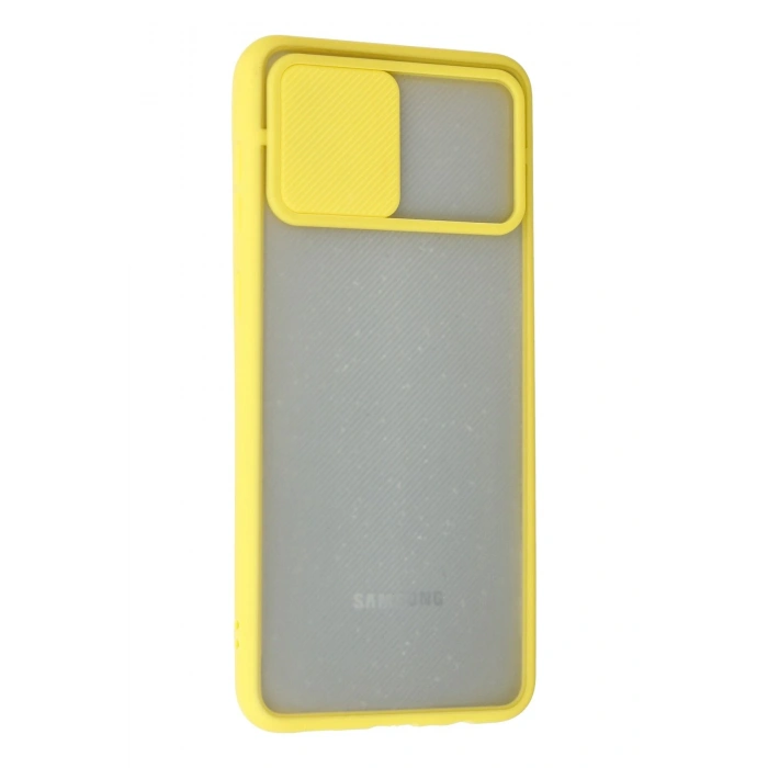 Samsung Galaxy A02 Kılıf Palm Buzlu Kamera Sürgülü Silikon - Sarı