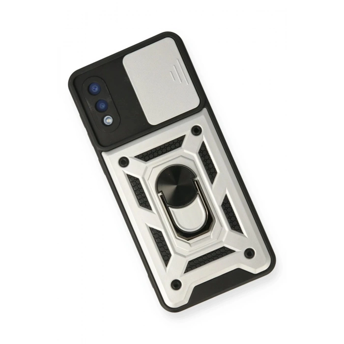 Samsung Galaxy A02 Kılıf Pars Lens Yüzüklü Silikon - Gümüş