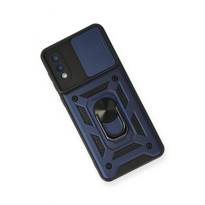 Samsung Galaxy A02 Kılıf Pars Lens Yüzüklü Silikon - Lacivert