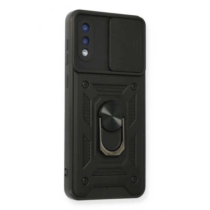 Samsung Galaxy A02 Kılıf Pars Lens Yüzüklü Silikon - Siyah