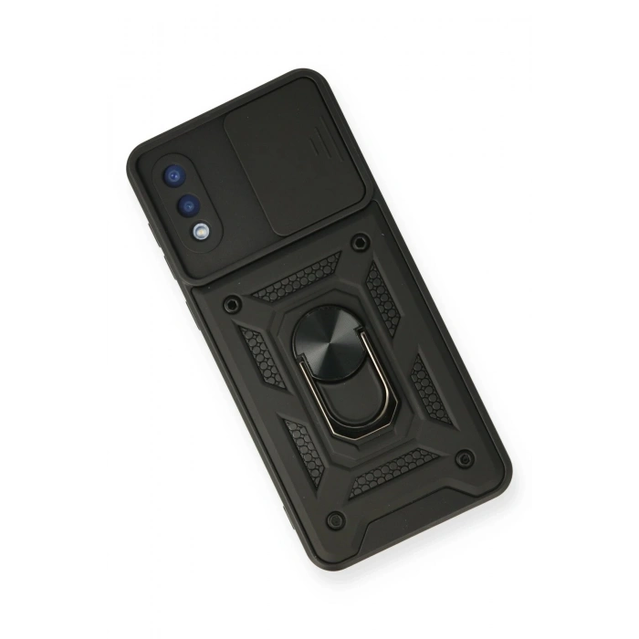 Samsung Galaxy A02 Kılıf Pars Lens Yüzüklü Silikon - Siyah