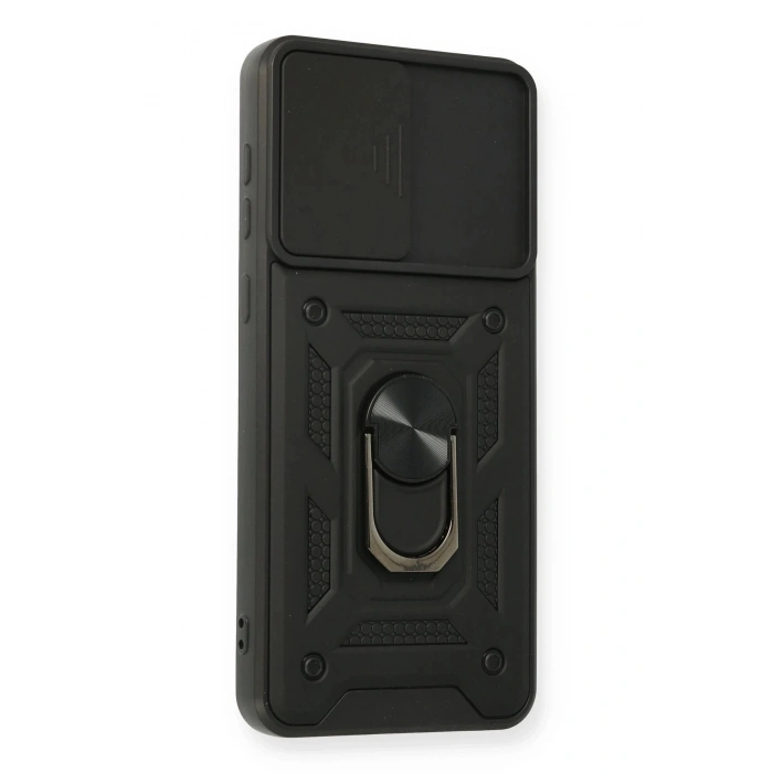 Samsung Galaxy A02 Kılıf Pars Lens Yüzüklü Silikon - Siyah