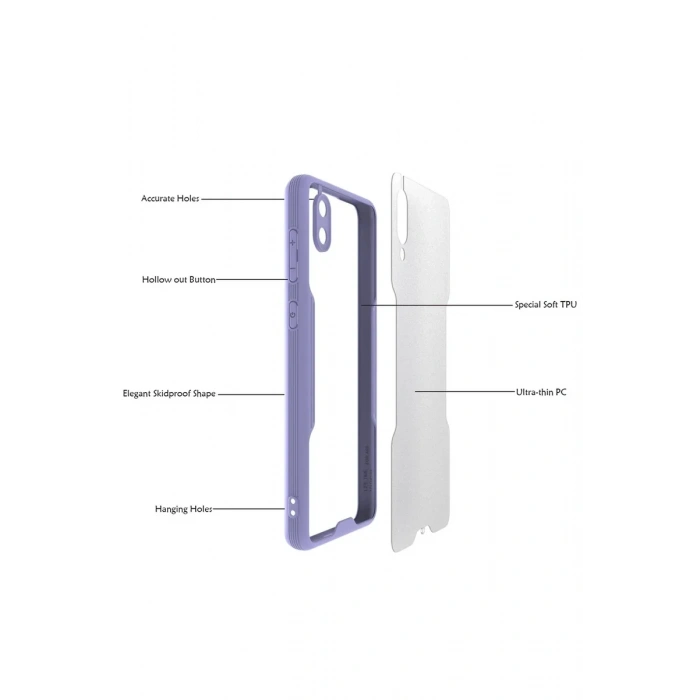 Samsung Galaxy A02 Kılıf Platin Silikon - Lila