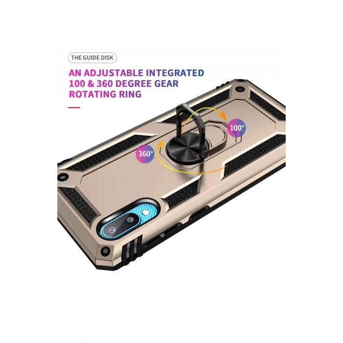 Samsung Galaxy A02 Kılıf Sofya Yüzüklü Silikon Kapak - Gold