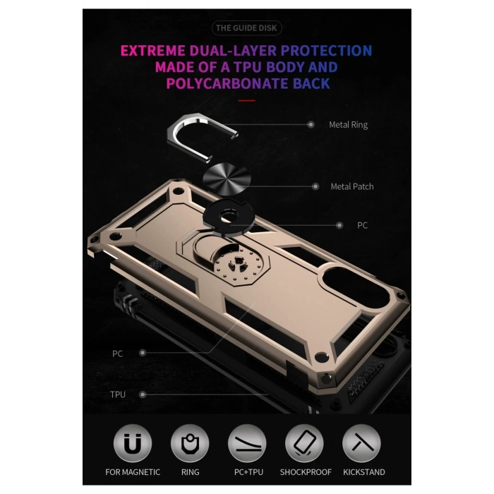 Samsung Galaxy A02 Kılıf Sofya Yüzüklü Silikon Kapak - Gold