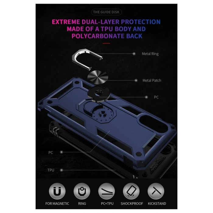 Samsung Galaxy A02 Kılıf Sofya Yüzüklü Silikon Kapak - Lacivert