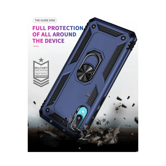 Samsung Galaxy A02 Kılıf Sofya Yüzüklü Silikon Kapak - Lacivert