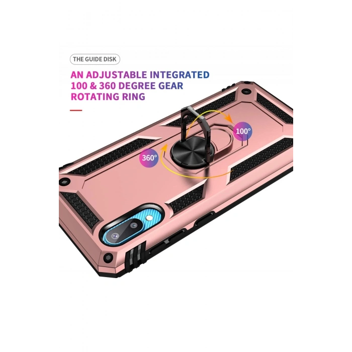 Samsung Galaxy A02 Kılıf Sofya Yüzüklü Silikon Kapak - Rose