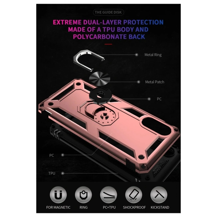 Samsung Galaxy A02 Kılıf Sofya Yüzüklü Silikon Kapak - Rose