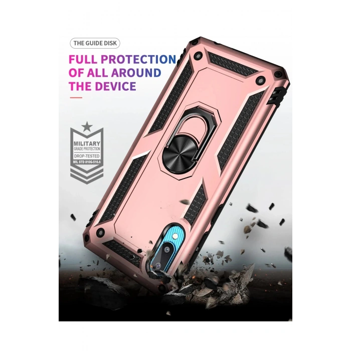 Samsung Galaxy A02 Kılıf Sofya Yüzüklü Silikon Kapak - Rose