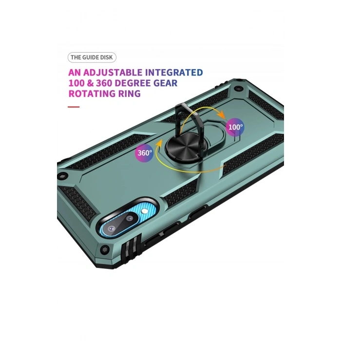 Samsung Galaxy A02 Kılıf Sofya Yüzüklü Silikon Kapak - Yeşil