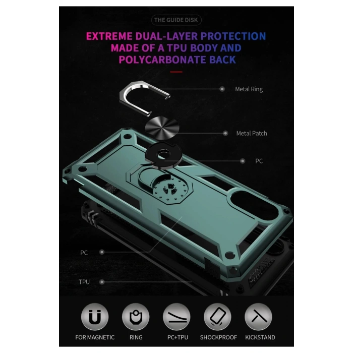 Samsung Galaxy A02 Kılıf Sofya Yüzüklü Silikon Kapak - Yeşil