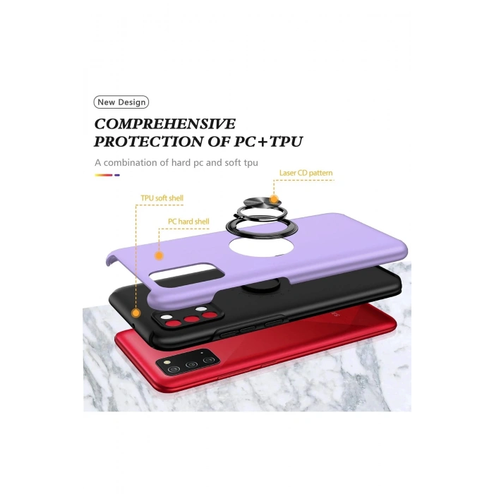 Samsung Galaxy A02S Kılıf Elit Yüzüklü Kapak - Mor