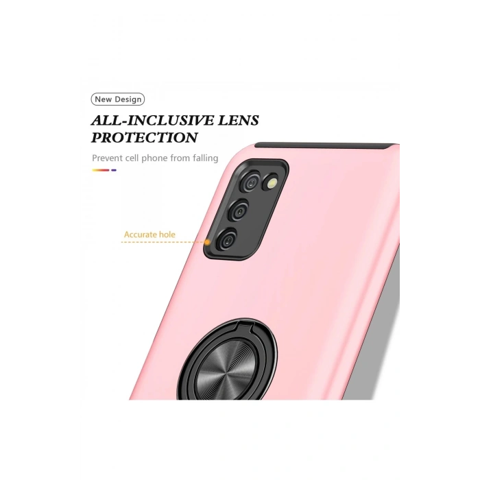 Samsung Galaxy A02S Kılıf Elit Yüzüklü Kapak - Pembe