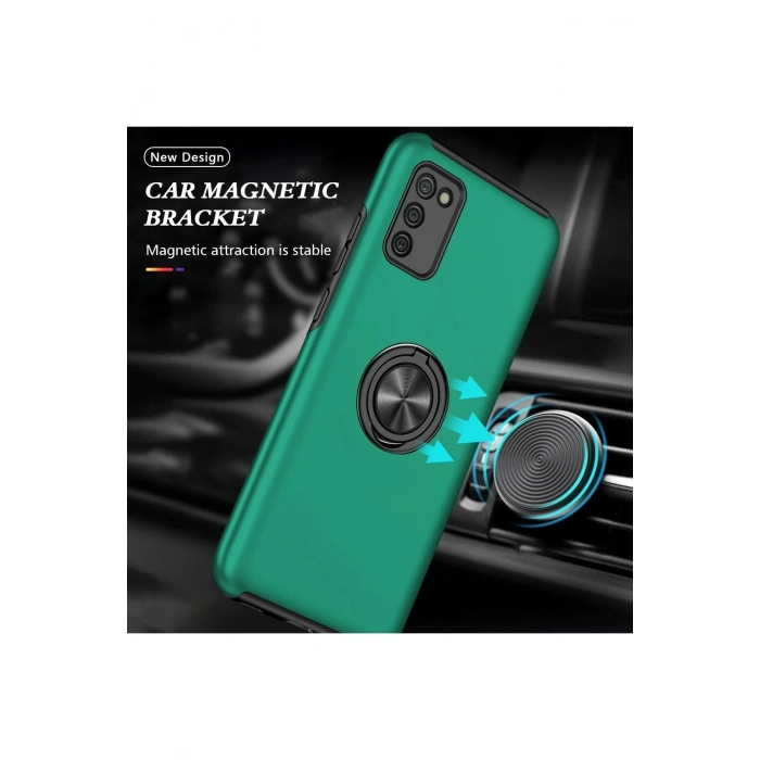 Samsung Galaxy A02S Kılıf Elit Yüzüklü Kapak - Yeşil