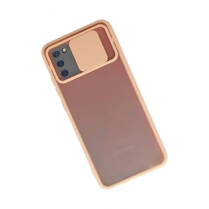 Samsung Galaxy A02S Kılıf Palm Buzlu Kamera Sürgülü Silikon - Pembe