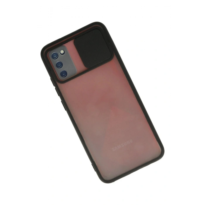 Samsung Galaxy A02S Kılıf Palm Buzlu Kamera Sürgülü Silikon - Siyah