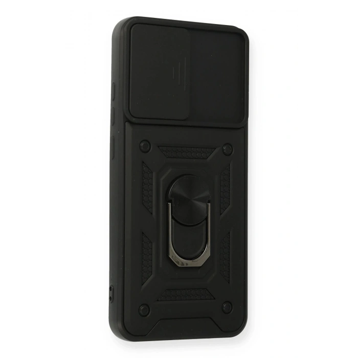 Samsung Galaxy A02S Kılıf Pars Lens Yüzüklü Silikon - Siyah