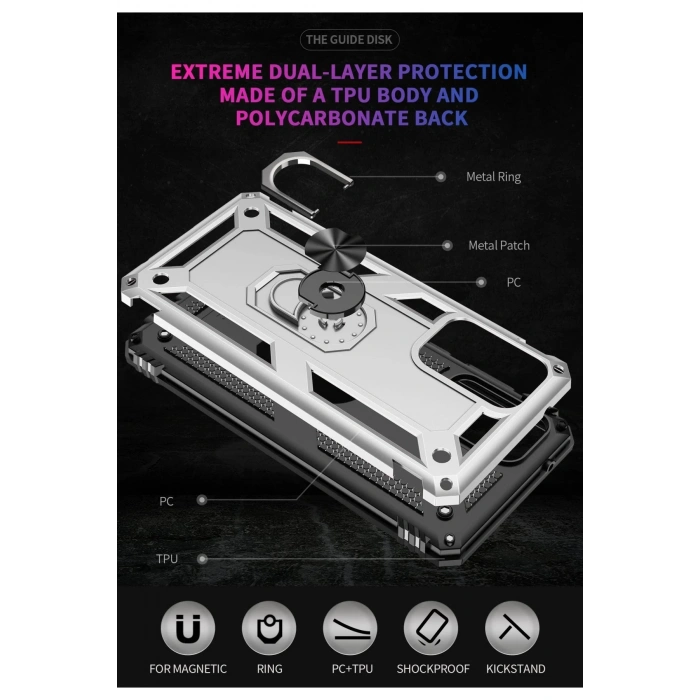 Samsung Galaxy A02S Kılıf Sofya Yüzüklü Silikon Kapak - Gümüş