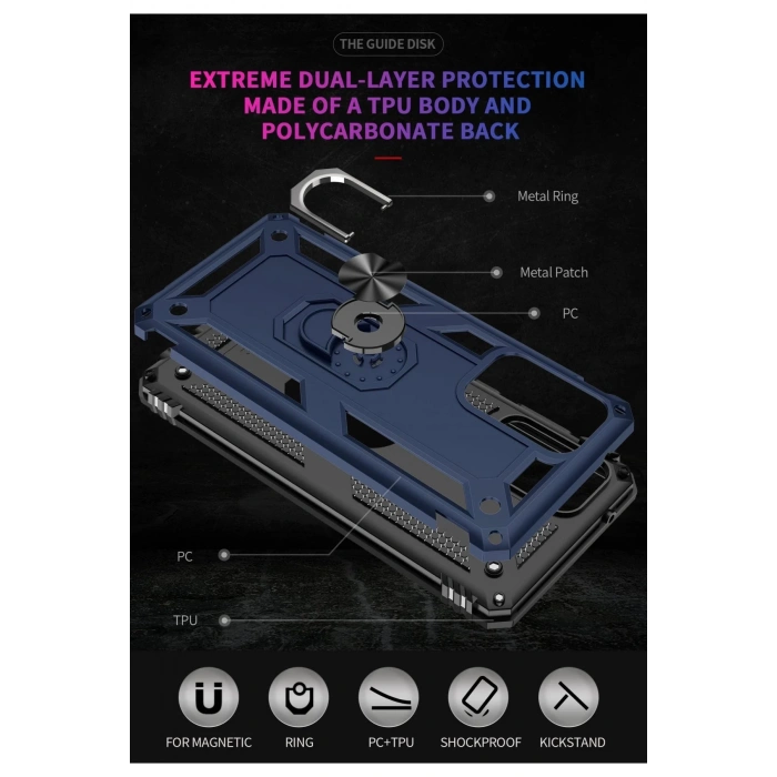 Samsung Galaxy A02S Kılıf Sofya Yüzüklü Silikon Kapak - Lacivert