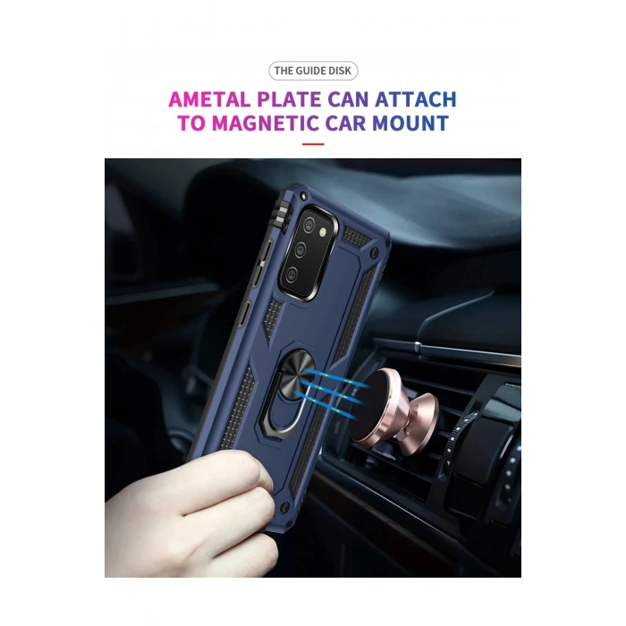 Samsung Galaxy A02S Kılıf Sofya Yüzüklü Silikon Kapak - Lacivert