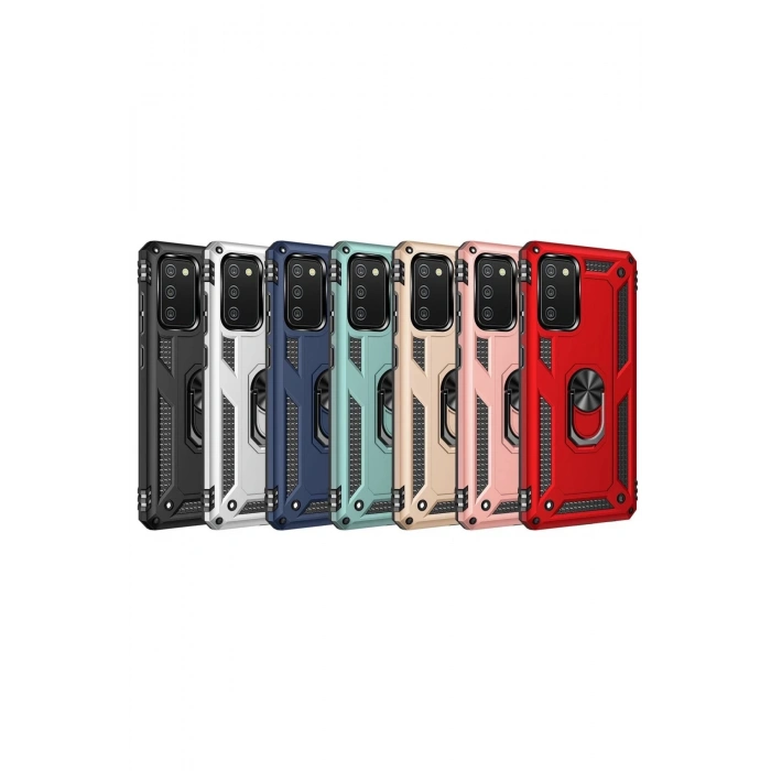 Samsung Galaxy A02S Kılıf Sofya Yüzüklü Silikon Kapak - Rose