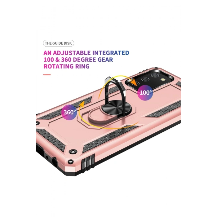 Samsung Galaxy A02S Kılıf Sofya Yüzüklü Silikon Kapak - Rose