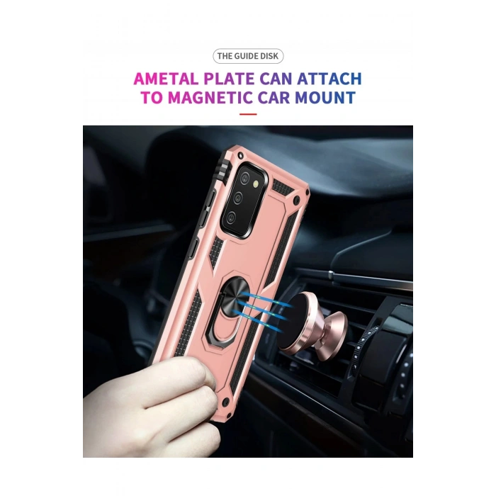 Samsung Galaxy A02S Kılıf Sofya Yüzüklü Silikon Kapak - Rose